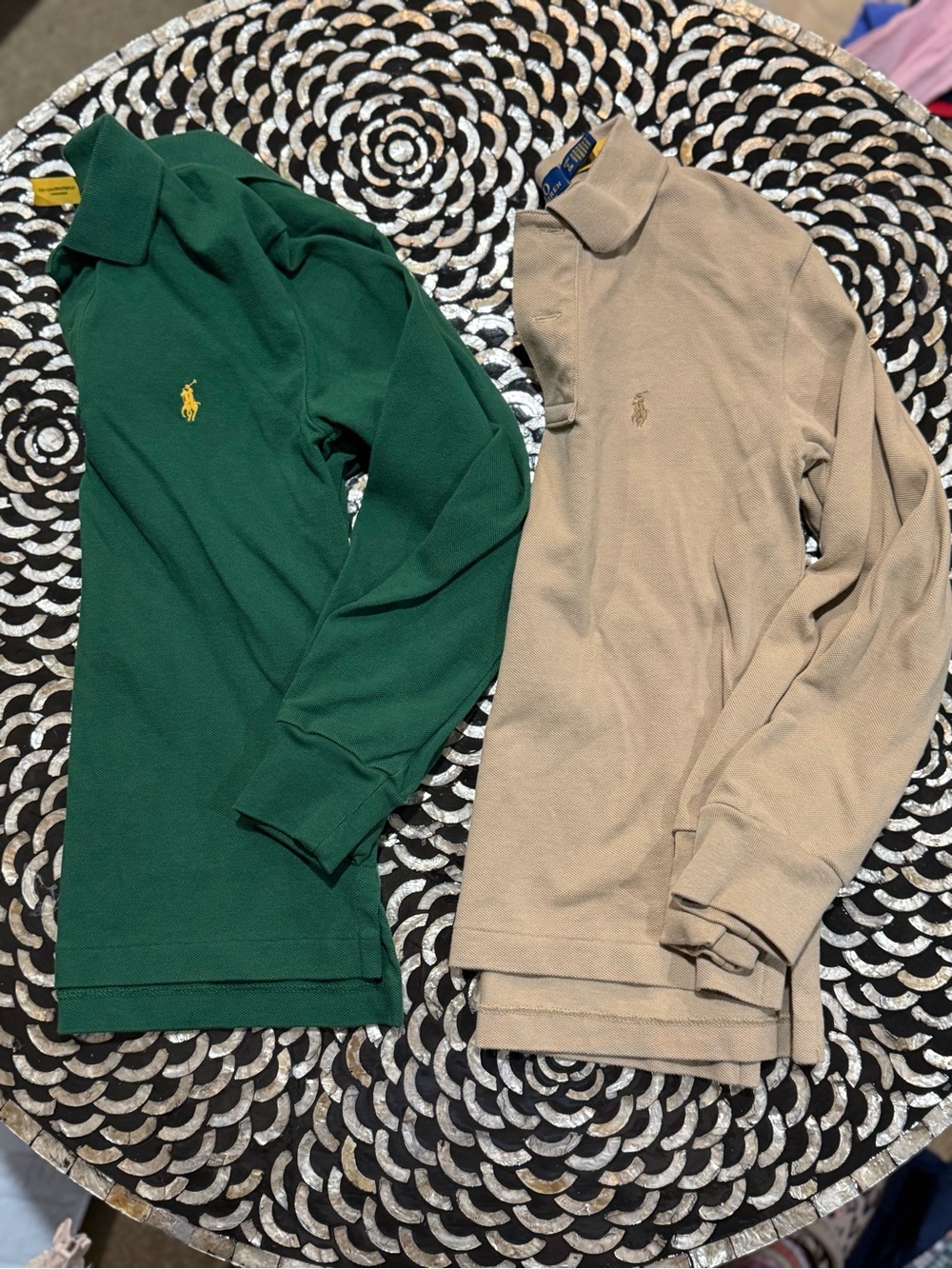 Polo by Ralph Lauren Kids Long-Sleeve Polo Shirts in Green and Tan